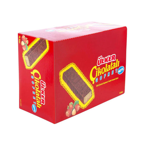 Ülker hazelnut cream chocolate wafers, box of 36 bars, 36 g each
