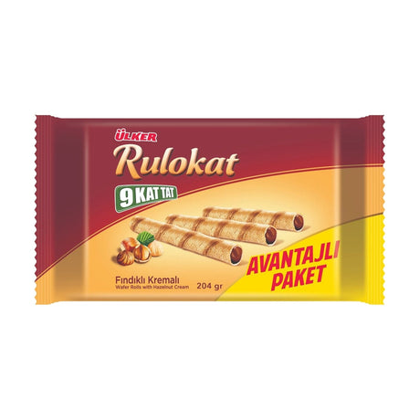 Ulker Rulokat Wafer Rolls with Hazelnut Cream, 204 g