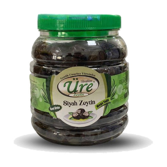 İbrahim Üre Zeytin Siyah Zeytin black olives, Mega, 1 kg plastic jar