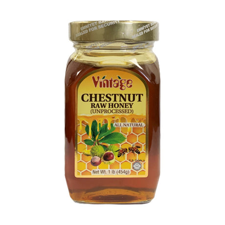 Vintage Chestnut Raw Honey 454 g - front of pack