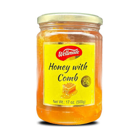 Wellmade Blossom Honey with Honeycomb 500 g - front of pack