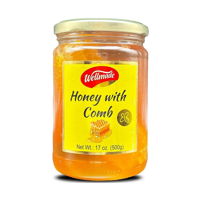 Wellmade Blossom Honey with Honeycomb 500 g - front of pack