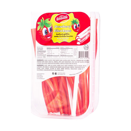 Wellmade Gummy Strawberry Ropes Flat 200 g - front of pack