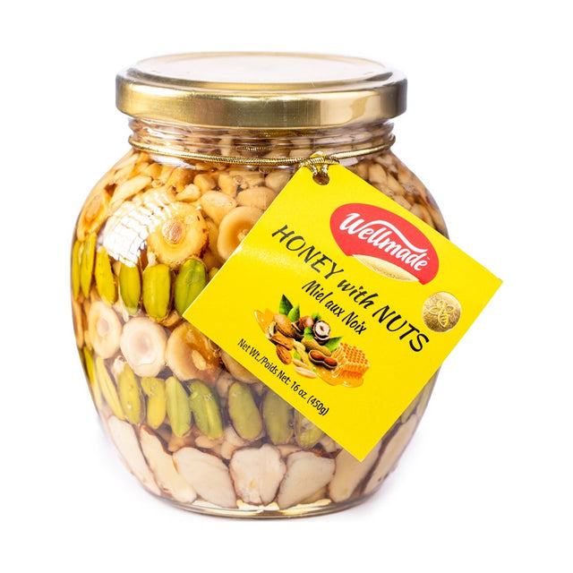 Wellmade Honey with Nuts 450 g - front of pack