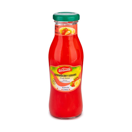 Wellmade Strawberry Banana Juice Bottles 250 ml - front of pack