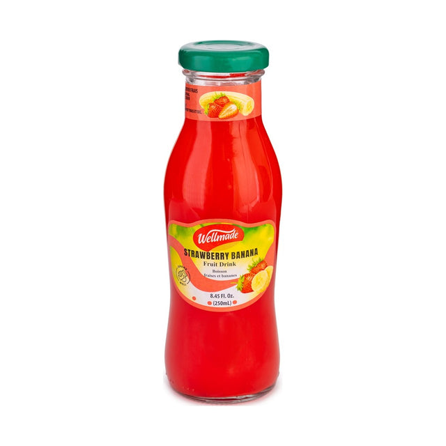Wellmade Strawberry Banana Juice Bottles 250 ml - front of pack