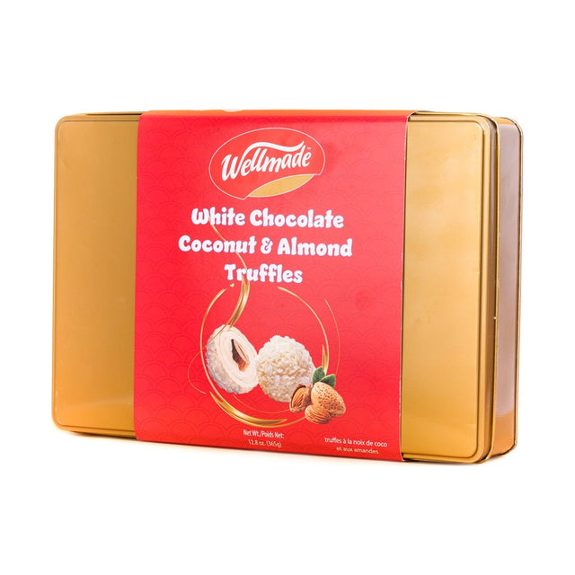 Wellmade White Chocolate Coconut Almond Truffles 365 g - front of pack
