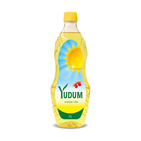 Yudum Sunflower Oil Bottle, Everyday Frying Oil, 34 fl oz / 1 L
