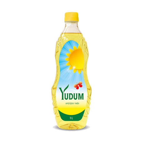 Yudum Sunflower Oil Bottle, Everyday Frying Oil, 34 fl oz / 1 L