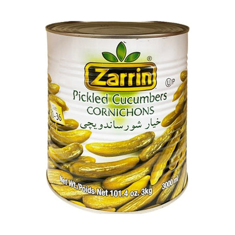 Zarrin Pickled Cucumbers in Brine 30-36 Large 3 kg - front of pack
